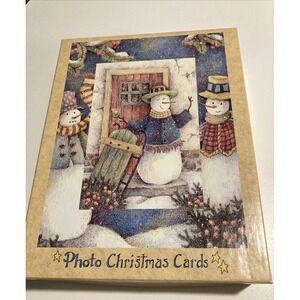 Vintage Main Street Press Photo Christmas Cards Snowman Greetings by Lisa Blower